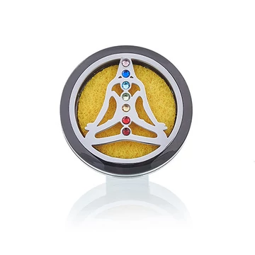 Rozsdamentes Acél Autós Aroma Diffúzor – Yoga Chakra – 316L – Szellőzőrácsos Klipsz