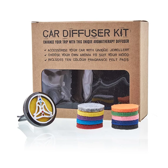 Rozsdamentes Acél Autós Aroma Diffúzor – Yoga Chakra – 316L – Szellőzőrácsos Klipsz