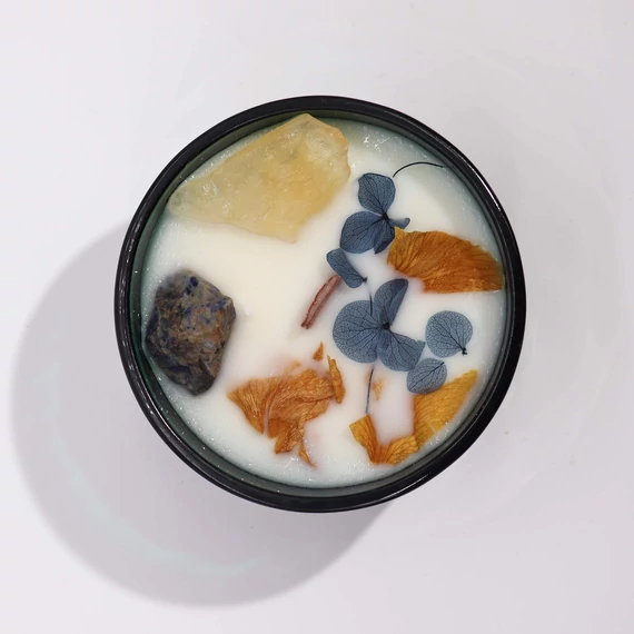 Hop Hare Kristály Gyertya Virágokkal - Nap